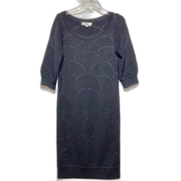 Tibi New York Merino Wool Metallic Shimmer Sweater Dress in Black and Gold XS - Picture 3 of 10